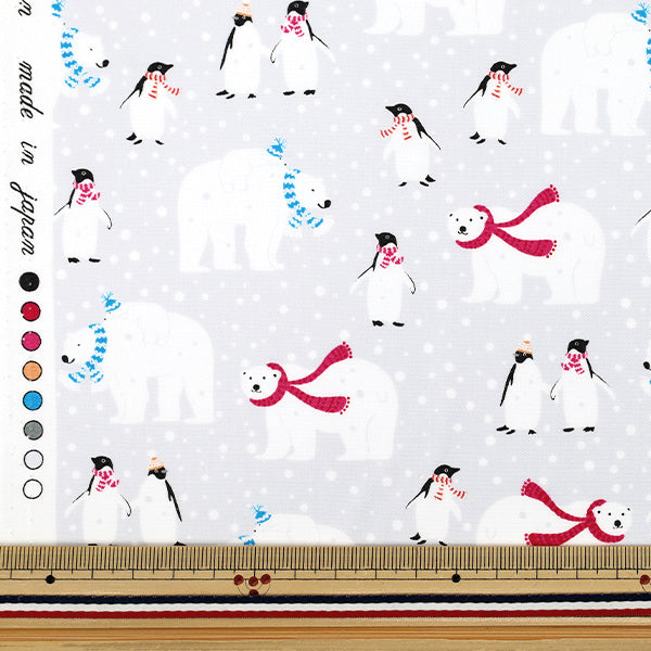 [Anzahl ab 5] Stoff „Breiter Pinguin Hellgrau YUZ-940-3" 【YuzawayaOriginal】