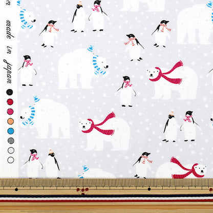 [Anzahl ab 5] Stoff „Breiter Pinguin Hellgrau YUZ-940-3" 【YuzawayaOriginal】