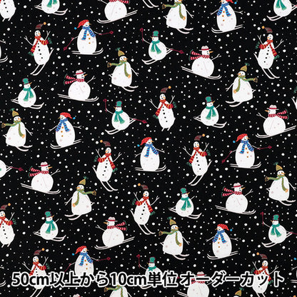 [Количество от 5] Ткань «Широкий Снеговик Черный ЮЗ-941-1" 【Yuzawayaоригинал】