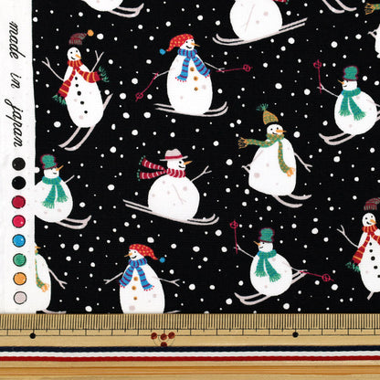 [Количество от 5] Ткань «Широкий Снеговик Черный ЮЗ-941-1" 【Yuzawayaоригинал】