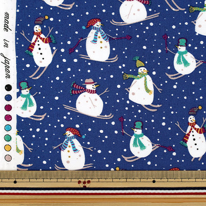 [Количество от 5] Ткань «Широкий Снеговик Синий ЮЗ-941-2" 【Yuzawayaоригинал】
