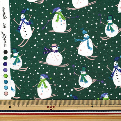 [Количество от 5] Ткань «Широкий Снеговик Зеленый ЮЗ-941-3" 【Yuzawayaоригинал】