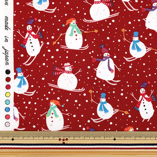 [Cantidad desde 5] Tela “Muñeco de nieve ancho rojo YUZ-941-4" 【Yuzawayaoriginal】