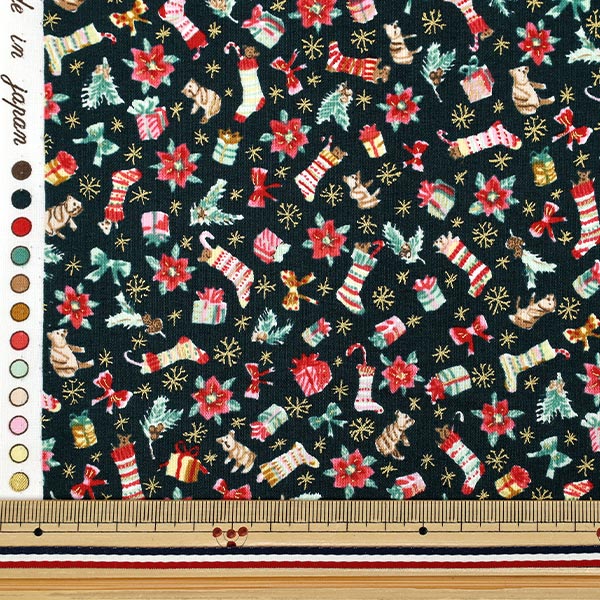 [Quantity from 5] Fabric "Munsell Collection Sharting Christmas Black YUZ-942-1" 【Yuzawayaoriginal】
