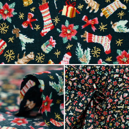 [Quantity from 5] Fabric "Munsell Collection Sharting Christmas Black YUZ-942-1" 【Yuzawayaoriginal】