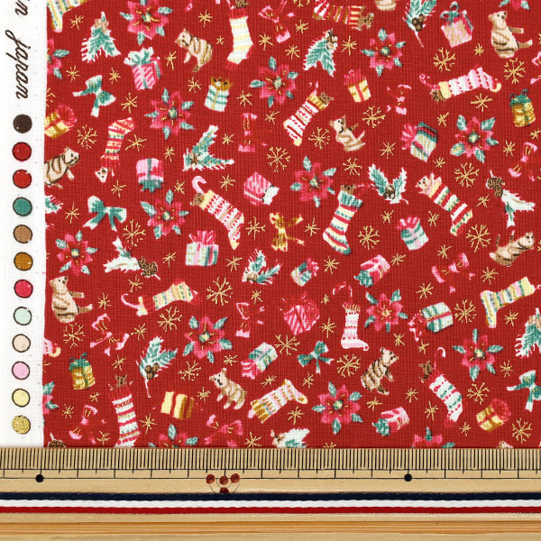 [Quantity from 5] Fabric "Munsell Collection Sharting Christmas Red YUZ-942-2" 【Yuzawayaoriginal】