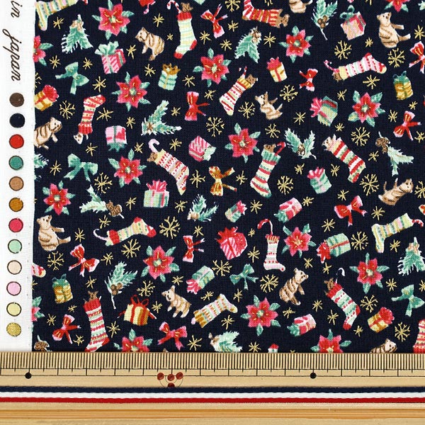 [Quantity from 5] Fabric "Munsell Collection Sharting Christmas Navy YUZ-942-3" 【Yuzawayaoriginal】
