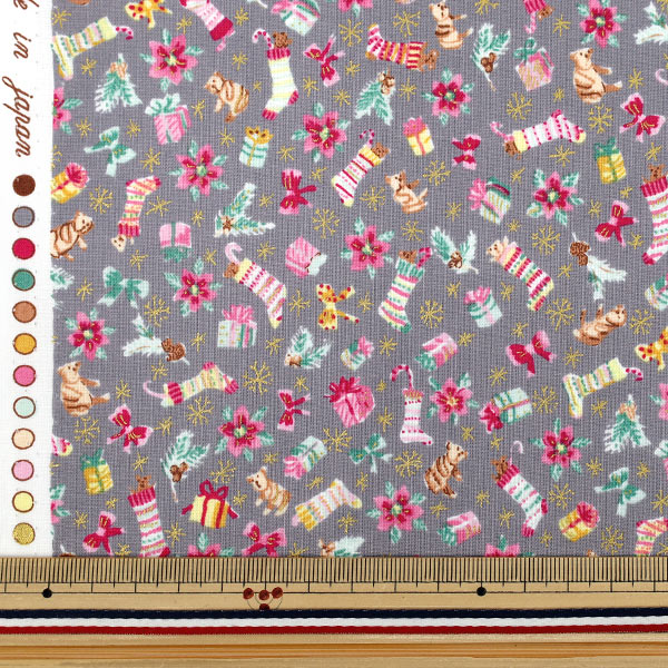 [Quantity from 5] Fabric "Munsell Collection Sharting Christmas Gray YUZ-942-4" 【Yuzawayaoriginal】