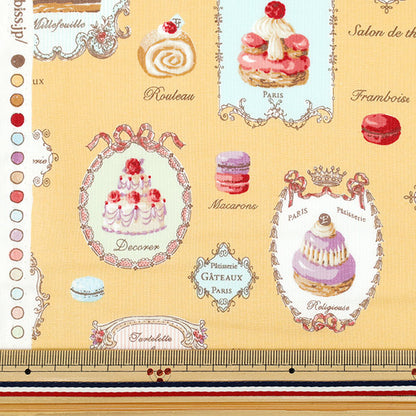 [Anzahl ab 5] Stoff „Sherting Patisserie Senf YUZ-944-4" 【YuzawayaOriginal】