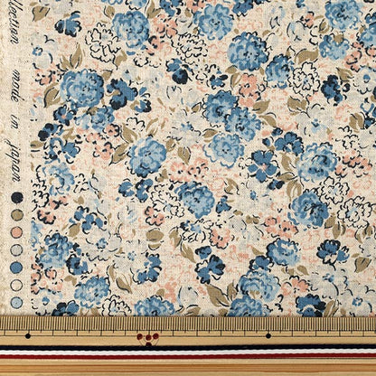 【数量5から】 生地 『広巾綿麻シーチング リトルフラワー ブルー YUZ-953-1』 munsell マンセルコレクション 【ユザワヤ限定商品】