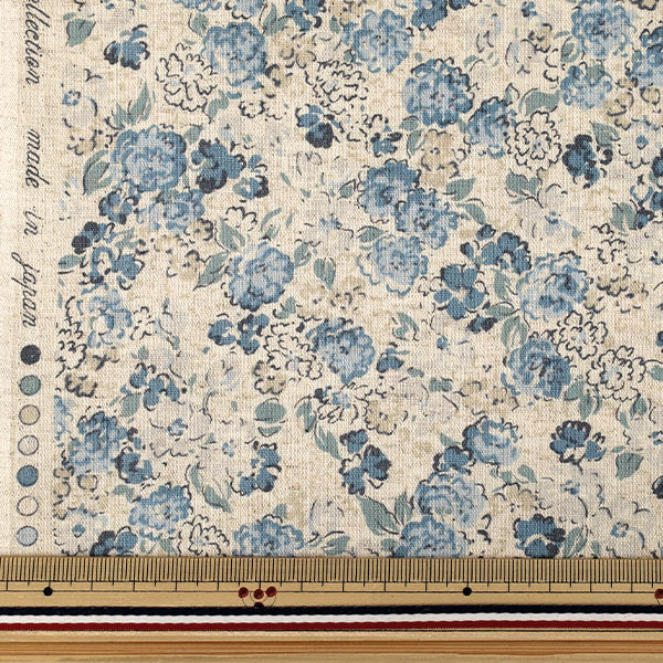 【数量5から】 生地 『広巾綿麻シーチング リトルフラワー サックス YUZ-953-2』 munsell マンセルコレクション 【ユザワヤ限定商品】