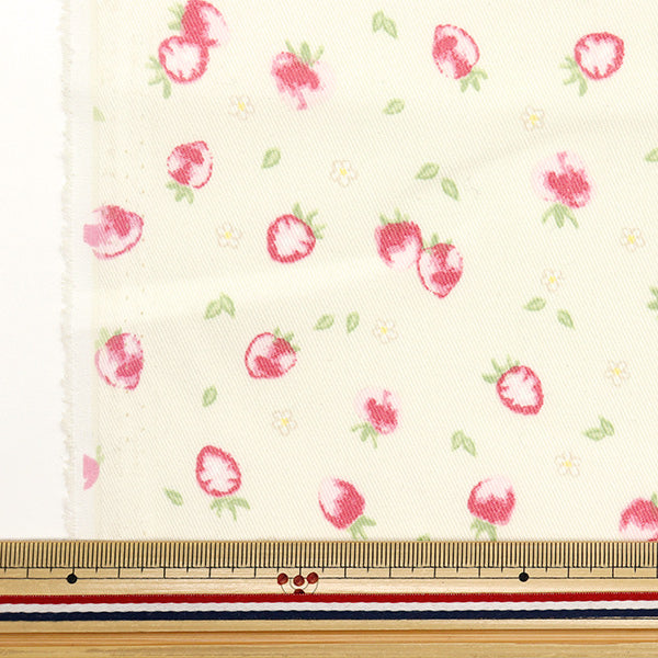 [數量從5開始] 織物 “超級防水斜紋斜紋斜紋斜紋，驅除水，白色，草莓" 【Yuzawaya原來的】
