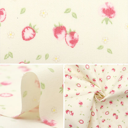 [數量從5開始] 織物 “超級防水斜紋斜紋斜紋斜紋，驅除水，白色，草莓" 【Yuzawaya原來的】