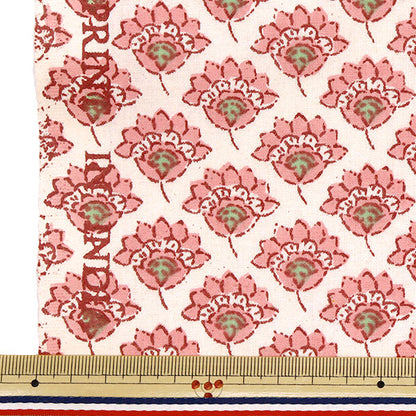 [Quantité à partir de 5] Tissu "IndesiègeModèle floral imprimé beige x rose ram-she-25a"