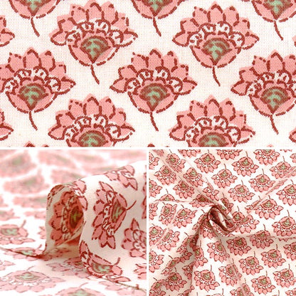 [Quantité à partir de 5] Tissu "IndesiègeModèle floral imprimé beige x rose ram-she-25a"