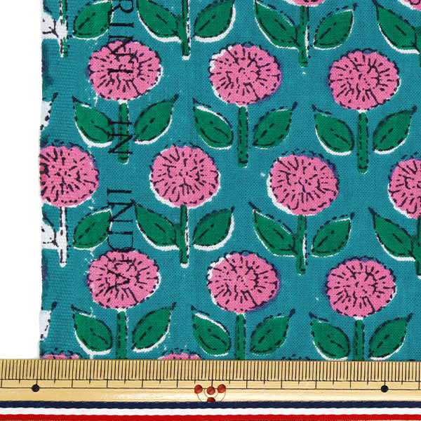 [Quantité à partir de 5] Tissu "IndesiègeModèle floral imprimé bleu x rose Ram-She-25b"