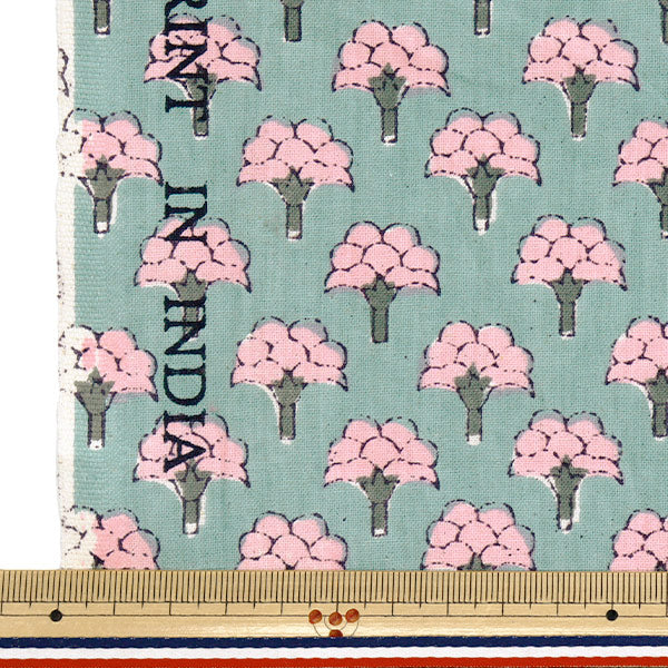 [Quantité à partir de 5] Tissu "IndesiègeModèle floral imprimé gris x rose Ram-She-25d"