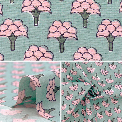 [Quantité à partir de 5] Tissu "IndesiègeModèle floral imprimé gris x rose Ram-She-25d"