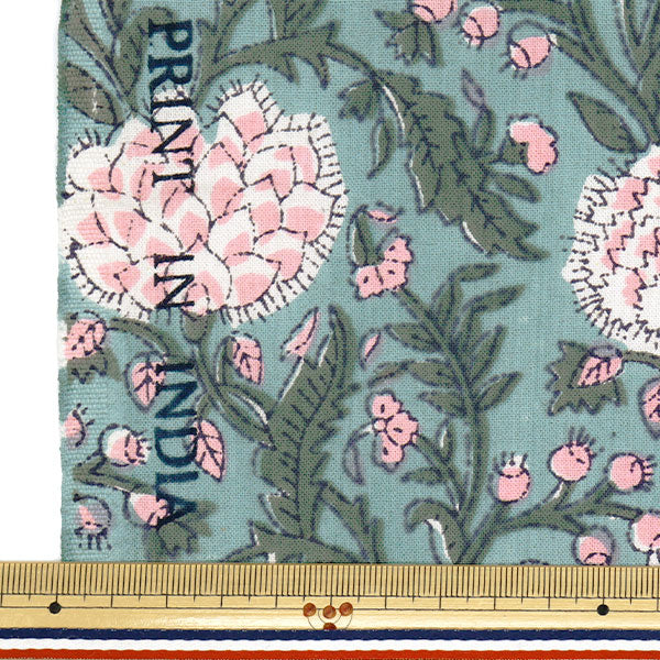 [Quantity starting from 5] Fabric "IndiaSheetingPrinted Sarasa Green x Pink RAM-SHE-25E"
