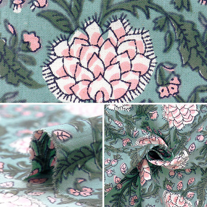 [Quantity starting from 5] Fabric "IndiaSheetingPrinted Sarasa Green x Pink RAM-SHE-25E"