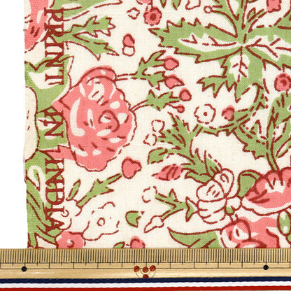 [Quantité à partir de 5] Tissu "IndesiègeMotif floral imprimé beige x rose ram-she-25f"
