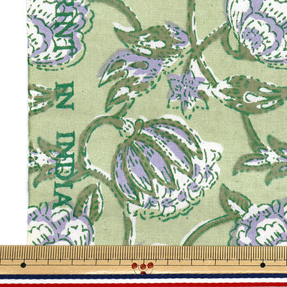 【数量5起】 織物 “印度”板材織物印花印花布绿色×紫色ram - sha - 25h"