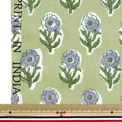 【数量5起】 織物 “印度”板材織物印花花卉绿×紫色RAM-SHE-25I"