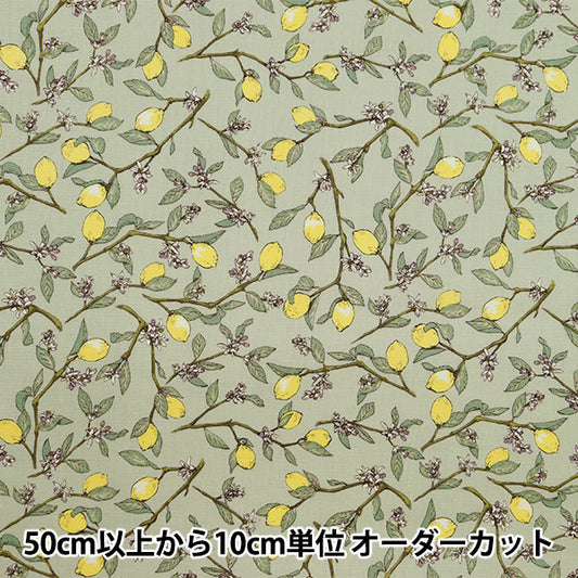 【数量5から】 生地 『シーチング 枝付きレモン ライトグリーン KTS6951SE-LGN』 COTTON KOBAYASHI コットンこばやし 小林繊維 【ユザワヤオリジナル】