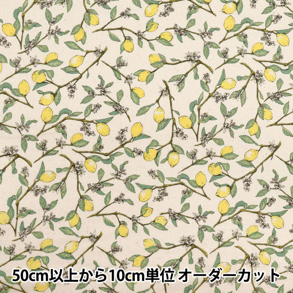 [Quantité à partir de 5] Tissu 『siège Citron avec branches, KTS6951SE-NA" COTTON KOBAYASHI 【Yuzawayaoriginal】