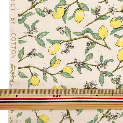 [Quantité à partir de 5] Tissu 『siège Citron avec branches, KTS6951SE-NA" COTTON KOBAYASHI 【Yuzawayaoriginal】