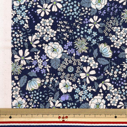 [From quantity 5] Fabric 『Sheeting Elegant Flower Navy ACS1095-C" COTTON KOBAYASHI