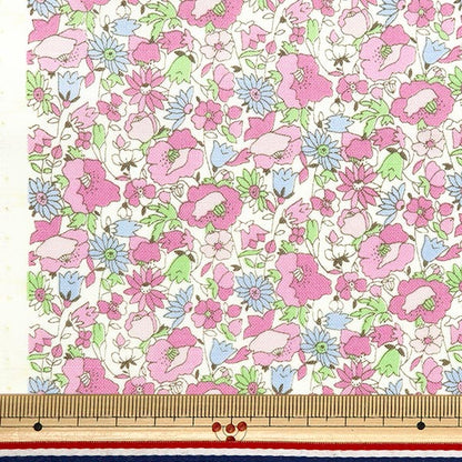 [From quantity 5] Fabric 『Sheeting Poppy Garden Pink ACS1096-A" COTTON KOBAYASHI