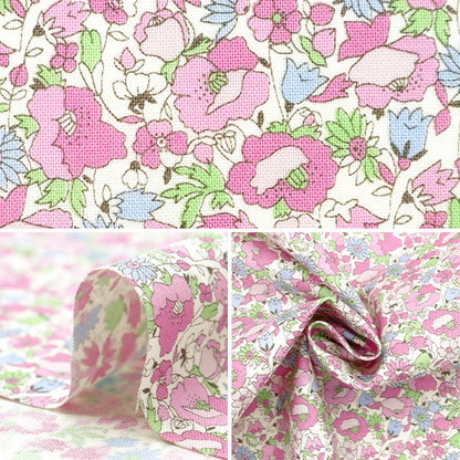 [From quantity 5] Fabric 『Sheeting Poppy Garden Pink ACS1096-A" COTTON KOBAYASHI