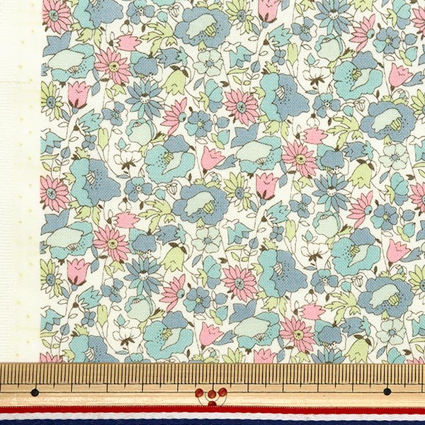 [From quantity 5] Fabric 『Sheeting Poppy Garden Pale Blue ACS1096-B" COTTON KOBAYASHI