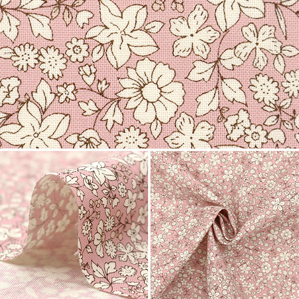 Sheeting White Flower Pink ACS1098-A Fabric | Cotton Kobayashi