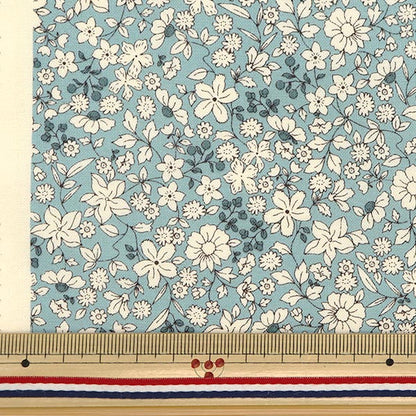 [Quantity starting from 5] Fabric 『Sheeting White Flower Sax ACS1098-B" COTTON KOBAYASHI
