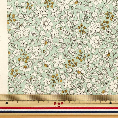 [Quantity starting from 5] Fabric 『Sheeting White Flower Green ACS1098-D" COTTON KOBAYASHI