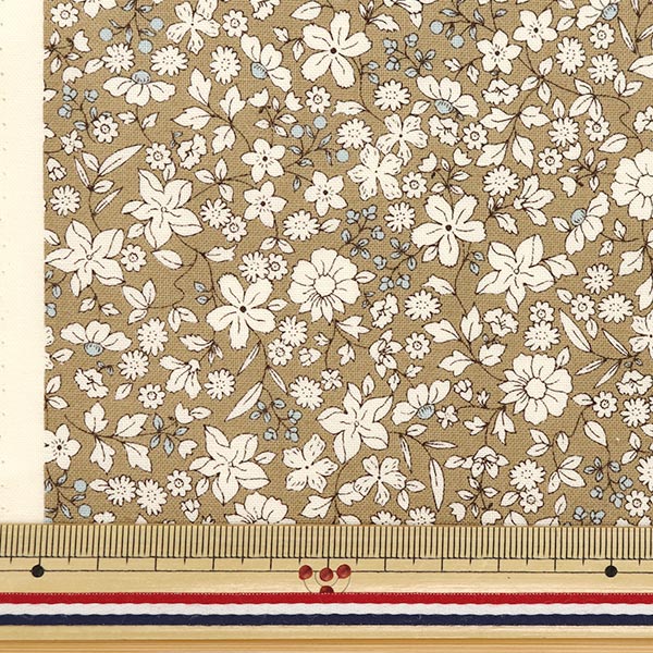 [Quantity starting from 5] Fabric 『Sheeting White Flower Brown ACS1098-E" COTTON KOBAYASHI