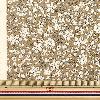 [Quantity starting from 5] Fabric 『Sheeting White Flower Brown ACS1098-E" COTTON KOBAYASHI