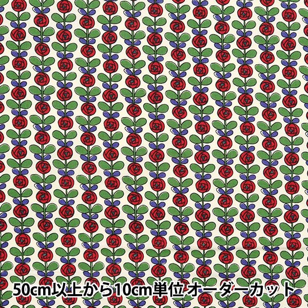 [Menge ab 5] Stoff 『leinwandbindung Mini Rose Off-White X Red ACS1097-A" COTTON KOBAYASHI