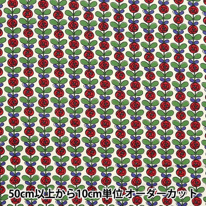 [Menge ab 5] Stoff 『leinwandbindung Mini Rose Off-White X Red ACS1097-A" COTTON KOBAYASHI