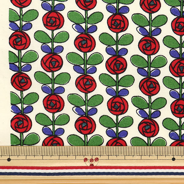 [Menge ab 5] Stoff 『leinwandbindung Mini Rose Off-White X Red ACS1097-A" COTTON KOBAYASHI