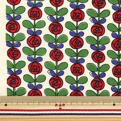 [Menge ab 5] Stoff 『leinwandbindung Mini Rose Off-White X Red ACS1097-A" COTTON KOBAYASHI