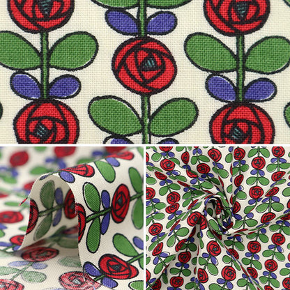 [Menge ab 5] Stoff 『leinwandbindung Mini Rose Off-White X Red ACS1097-A" COTTON KOBAYASHI