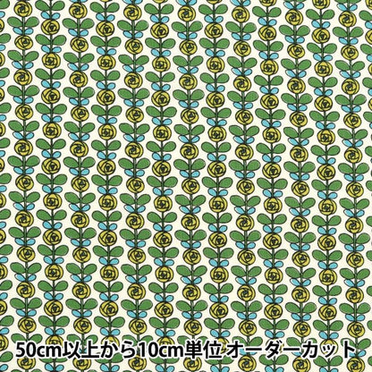 [5부터 시작하는 수량] 천・원단 『시팅 원단 미니 로즈 화이트 x 노란색 ACS1097-B" COTTON KOBAYASHI