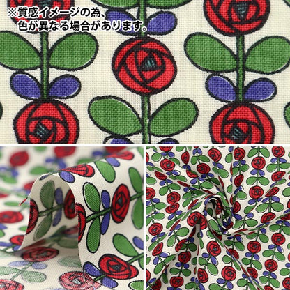 [Menge ab 5] Stoff 『leinwandbindung Mini Rose Grey x Red ACS1097-C" COTTON KOBAYASHI