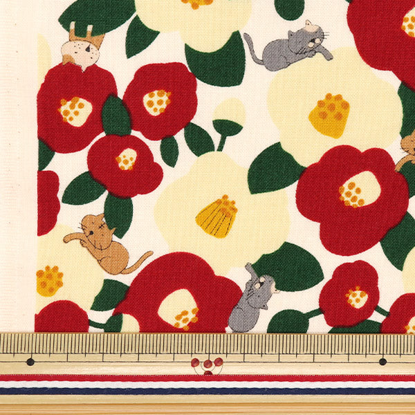 [Menge ab 5] Stoff 『leinwandbindung Cat Cat Cream ACS1102-A" COTTON KOBAYASHI