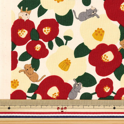 [Menge ab 5] Stoff 『leinwandbindung Cat Cat Cream ACS1102-A" COTTON KOBAYASHI