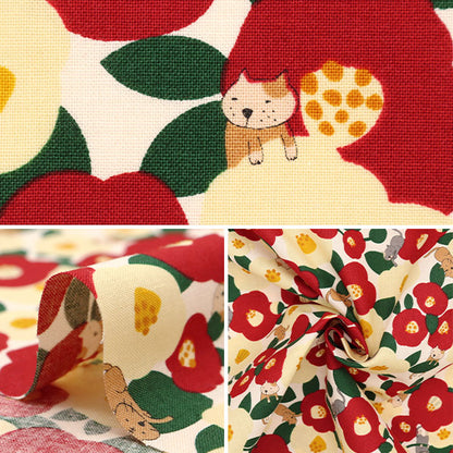 [Menge ab 5] Stoff 『leinwandbindung Cat Cat Cream ACS1102-A" COTTON KOBAYASHI