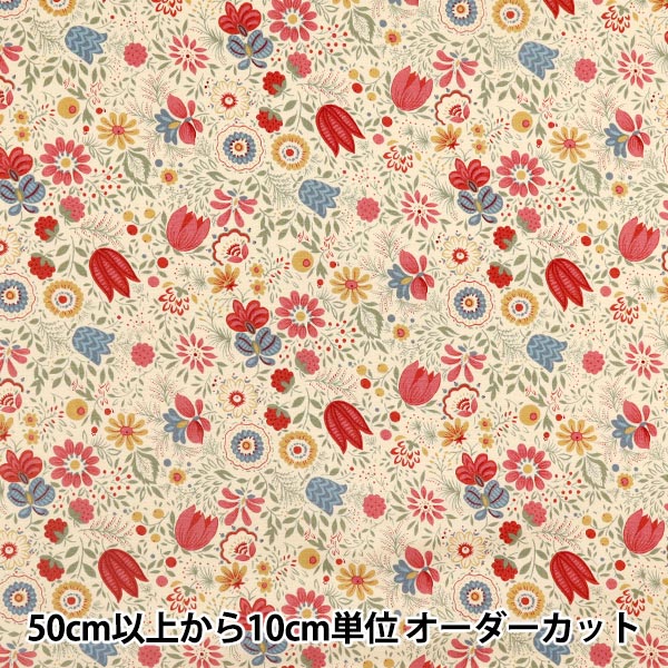 [Menge ab 5] Stoff 『leinwandbindung Botanischer Garten Red ACS1105-A" COTTON KOBAYASHI